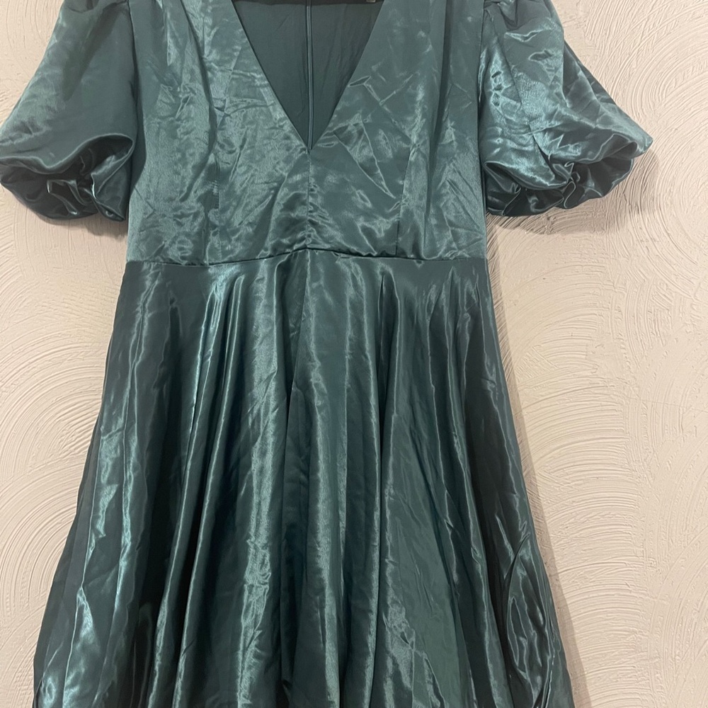 The Vintage Shop Green Satin Bubble Dress L (runs small)
